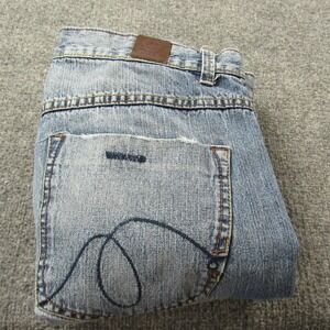 Vibes Jeans Mens 38x34 Distressed Straight Leg Embroidered Denim Y2K‎ Skater